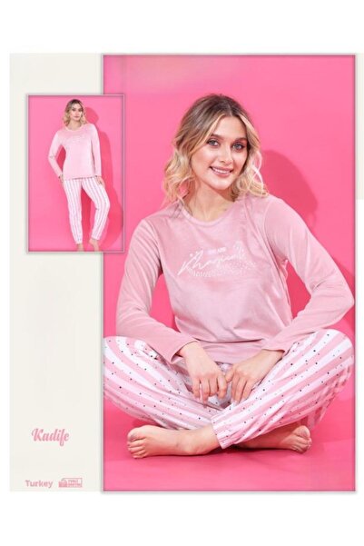 Modella Life Patterned Velvet Winter Women's Pajama Set