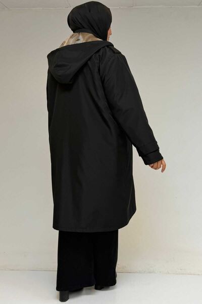 Eslina 43061 Μεγάλο μέγεθος με καλυμμένη τσέπη με φερμουάρ Bondit Cap - Μαύρο