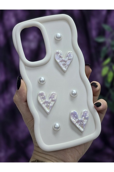 Magic Ring Samsung Galaxy A53 Compatible Shiny Heart & Pearl Detailed Soft Stylish Phone Case