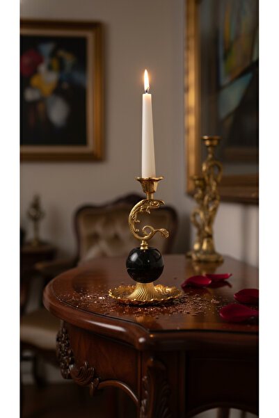 Montdekor EL YAPIMI MERMER TAŞLI BRONZ MUMLUK