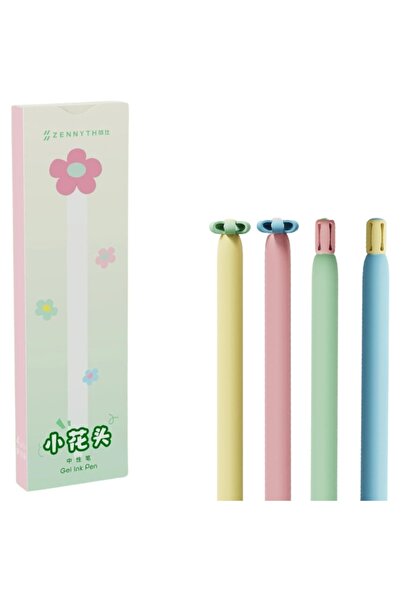 AyrStore Zennyth Mavi Mürekkepli Daisy (Papatya) Jel Kalem 4'lü