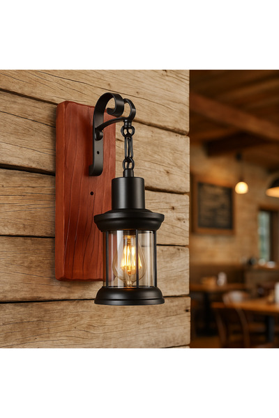 genernic Rustic Wooden Wall Sconce with E27 Bulb Holder – 15×35 cm