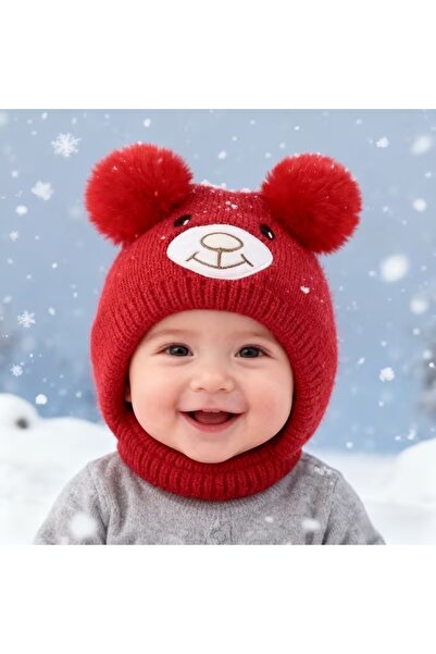 GlassySKY (6 أشهر - عمر سنتين) قبعة شتوية محبوكة للأطفال من الجنسين مع أذني دب