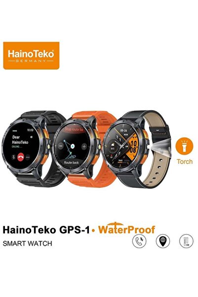 HAINOTEKO GPS-1 Waterproof Smartwatch with AMOLED Display, Built-in GPS, 3 Straps