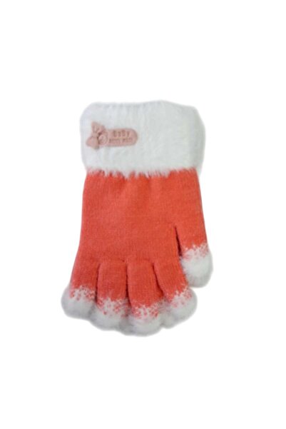 Kitti Spteks 4-8 Yaş Kız Çocuk Pembe Renk Arma Figürlü Kışlık Örme Eldiven