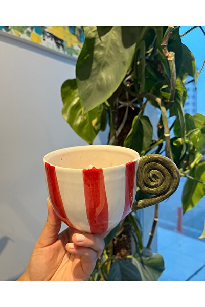 visera Christmas Mug with Santa Claus Figure and Red Stripes