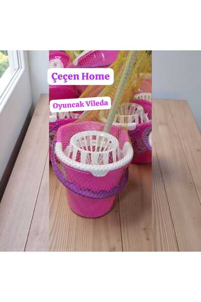 ÇEÇEN HOME Pembe Oyuncak Temizlik Kovası Süper Temizlik Seti Kız Çocuk Evcili...