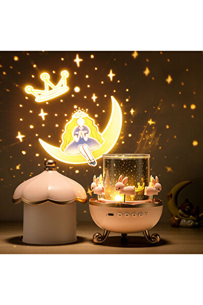 Generic Rotating Bunny Carousel Night Light Projector for Kids Room