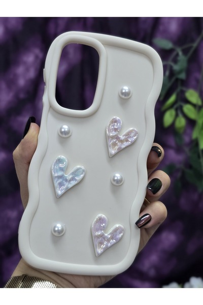 Magic Ring Samsung Galaxy A17 Compatible Shiny Heart & Pearl Detailed Soft Stylish Phone Case