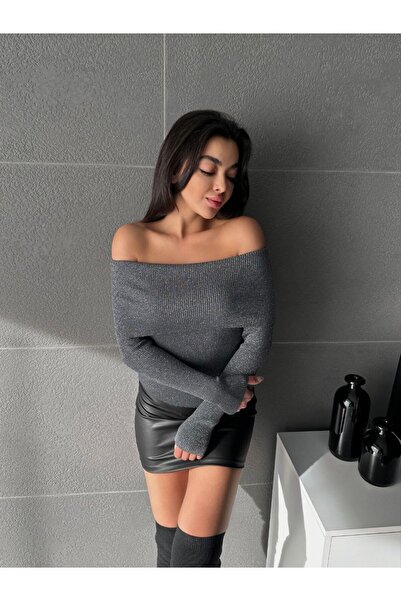 Cistern İstanbul Women's Madonna Collar Textured Knit Sweater