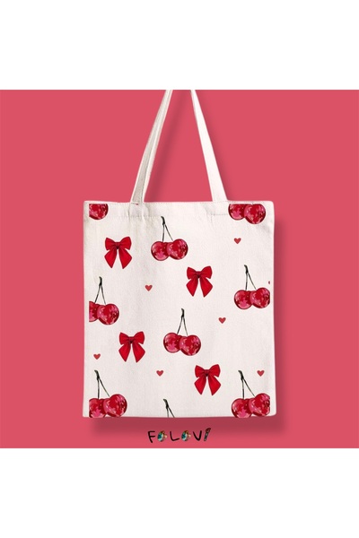 FALAVİ Cherry Pattern Cloth Bag