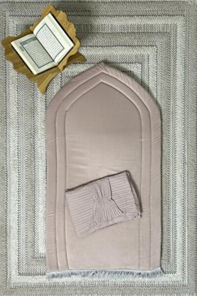 Lektara مجموعة سجادة صلاة وشرشف صلاة باليسي وردية