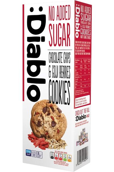 Diablo كوكيز رقائق الشوكولاتة والتوت الغوجي بدون إضافة سكر 135 جرام