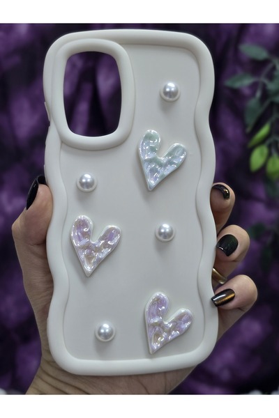 Magic Ring Samsung Galaxy A52 Compatible Shiny Heart & Pearl Detailed Soft Stylish Phone Case