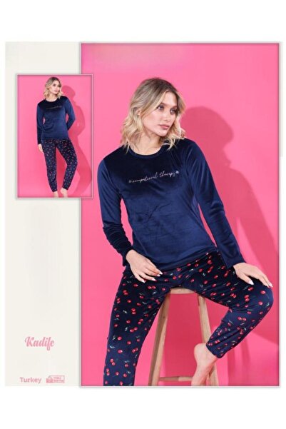 Modella Life Patterned Velvet Winter Women's Pajama Set