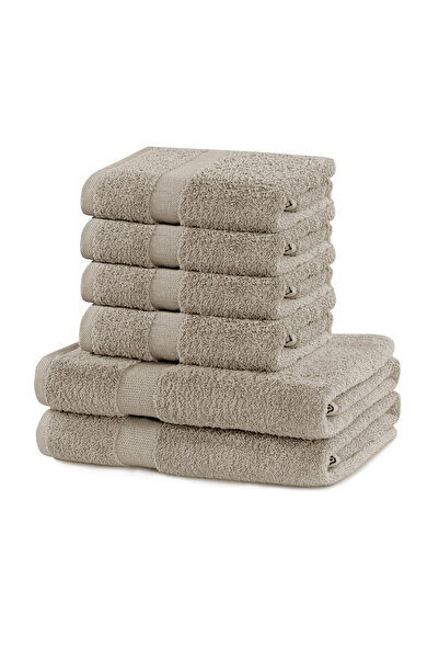 Deco King Set of 6 bath towels, 100% cotton, 525 g/m2, Marina, 2x70x140 cm, 4x50x100 cm, beige