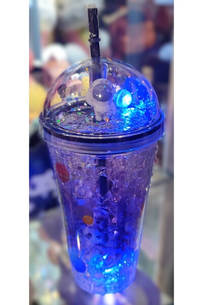 ada çanta kırtasiye Illuminated Model Fancy Lid Plastic Cup with Straw 470ml Ad63626
