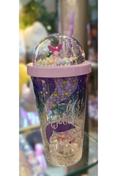 ada çanta kırtasiye Illuminated Model Fancy Lid Plastic Cup with Straw 470ml Ad63626