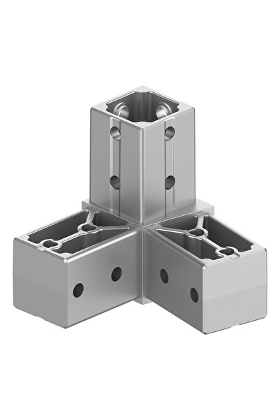 okifix 40x40 mm Kutu Profillerle Uyumlu 11,25° Açılı Üst Yönlü Dört Yollu Ken...