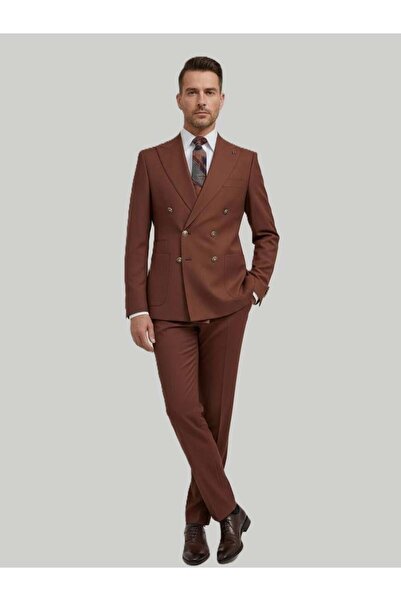 HERMOSE Kiremit Double-Breasted Modern Fit Suit |   Premium Collection