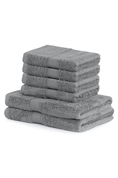 Deco King Set of 6 cotton bath towels, Bamby, 425 g/m2, 2x70x140 cm, 4x50x100 cm, gray