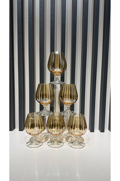 Vakıf home Bohemia Crystalex Ayaklı Gold Optikli Kahve Yanı Su Bardağı 180 ml