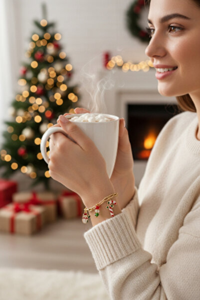 Alyas Aksesuar سوار سلسلة ذهبي اللون بتصميم السنة الجديدة