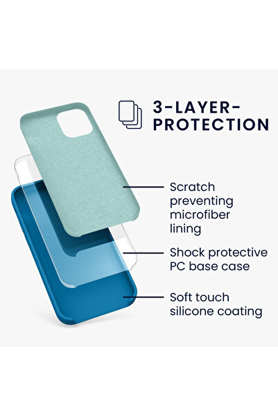 KWmobile Case for Apple iPhone 12 Mini, Silicone, Blue, 52640.228