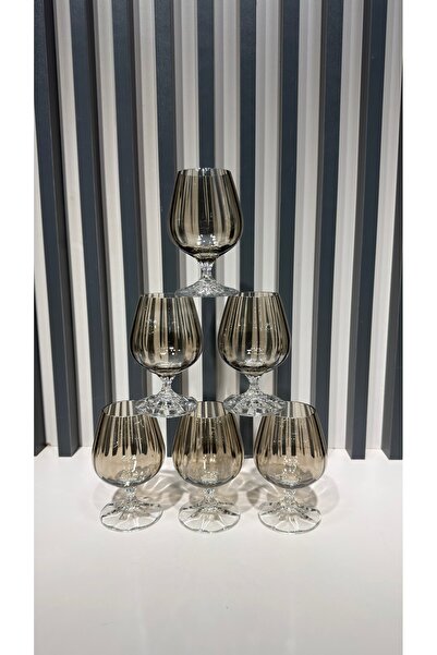 Vakıf home Bohemia Kristal Ayaklı Füme Renk Kahve Yanı Su Bardağı 180 ml CRYS...