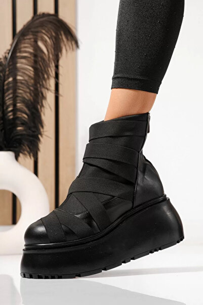 Zaira Ghete dama captusite negre din piele ecologica Ines #23167 - 39