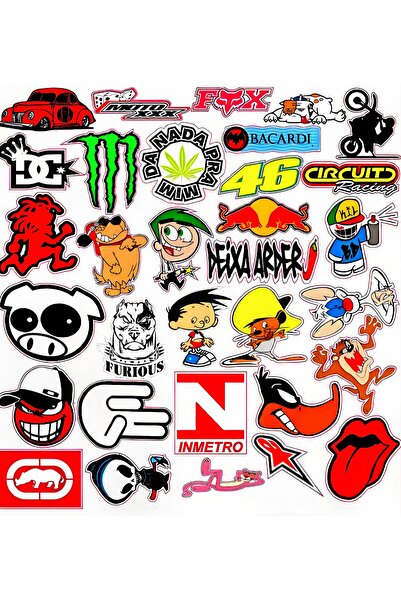 Limitless Design Karışık Sticker Seti – 22x30 cm – Çizgi Film, Komik & Street...
