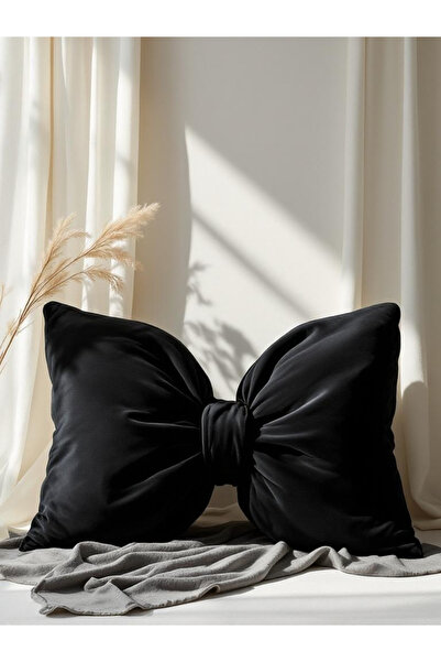 JACA Velvet Fabric XXL Bow Appearance Throw Pillow Decorative Pillow Inner Filled Bow Throw Pillow