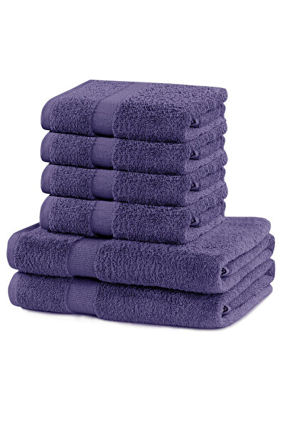 Deco King Set of 6 bath towels, 100% cotton, 525 g/m2, Marina, 2x70x140 cm, 4x50x100 cm, purple