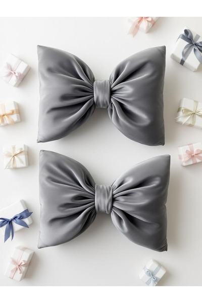 JACA Set of 2 Christmas Themed Velvet Bow Decorative Pillows (2 Pieces)