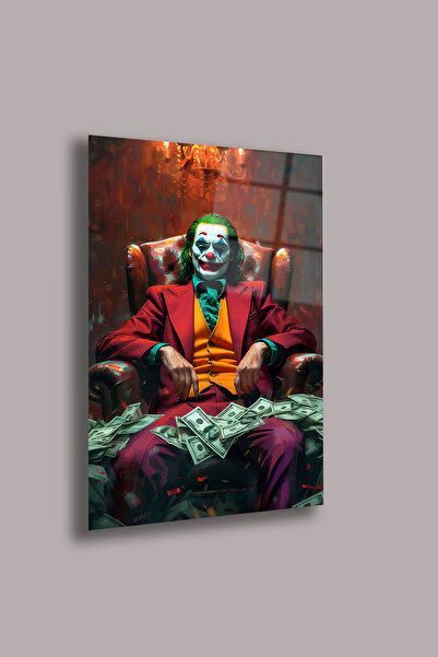 gxe.art Tablou din sticlă Joker de 4 mm – Decor de perete premium cu imprimar...