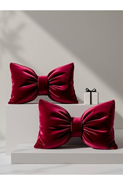 JACA Набір з 2 декоративних подушок з оксамитовим бантом у різдвяній тематиці...