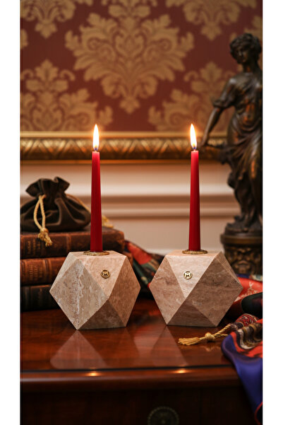 Montdekor EL YAPIMI MERMER TAŞLI MUMLUK (12x12x12 cm. 1 ADET)