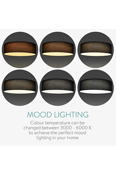 OEM 22W LED 40cm Remote-Controlled Round Flush Mount Ceiling Light - Dimmer & Colour Temp - Dark