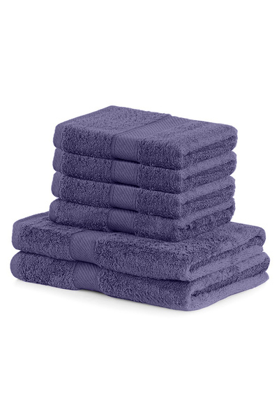 Deco King Set of 6 cotton bath towels, Bamby, 425 g/m2, 2x70x140 cm, 4x50x100 cm, purple