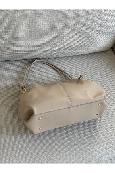 BAGLOVİS Askisi Knot Detail Medium Size Mink Women's Shoulder Bag En35 Boy20