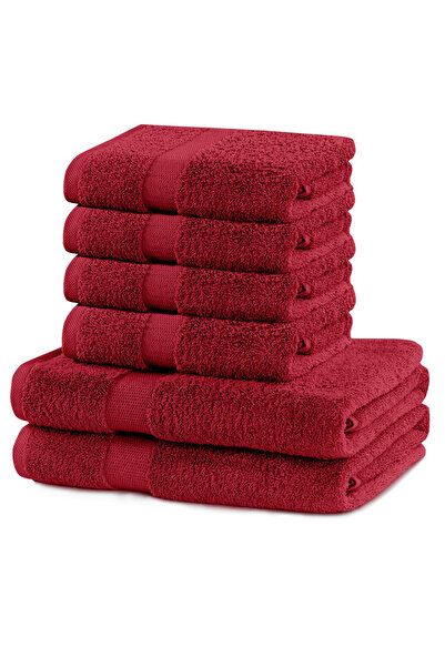 Deco King Set of 6 bath towels, 100% cotton, 525 g/m2, Marina, 2x70x140 cm, 4x50x100 cm, red