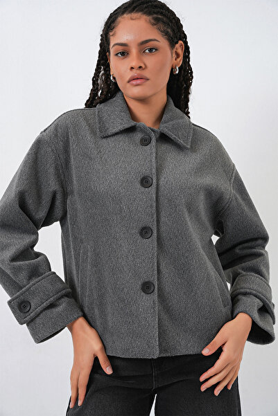 Modamorfo Women's Short Cashmere Jacket 0724 - Anthracite