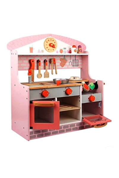 OEM Wooden children's kitchen set, induction stove, deep sink, many storage compartments, 54x23x59cm