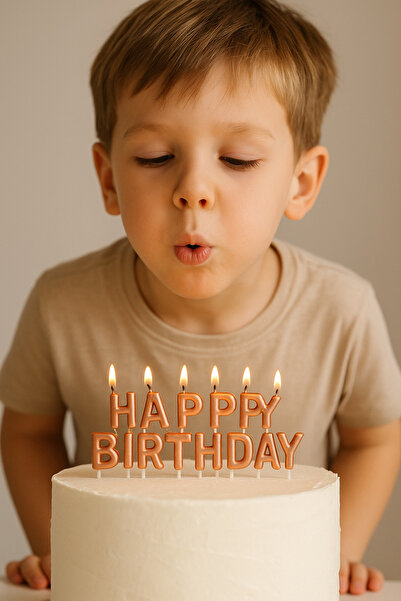 Partifabrik Çikolata Kahve Metalik Renk Happy Birthday Retro Mum