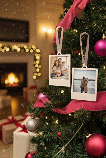 Cosmic Star مجموعة من قطعتين من زينة شجرة عيد الميلاد بتصميم إطار صور بولاروي...