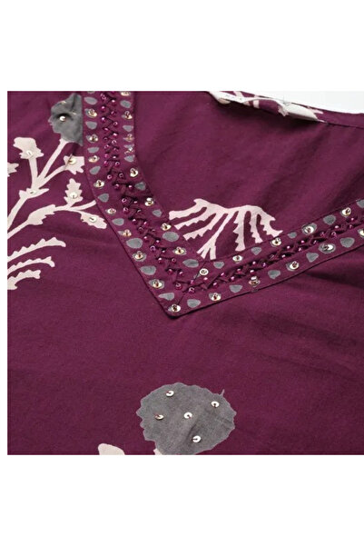 MYSMAR Purple Cotton Salwaar Kameez Dupatta -ALV1001 | Purple