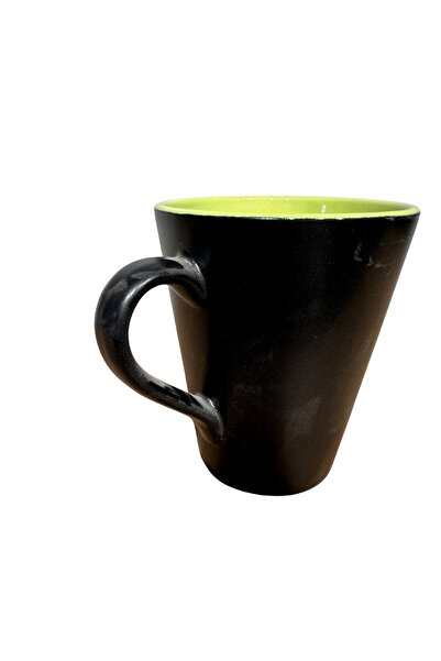 CERCİBAZAAR Ceramic Mug 250 ml – Stylish and Modern Design (Black Orange - Black Green)