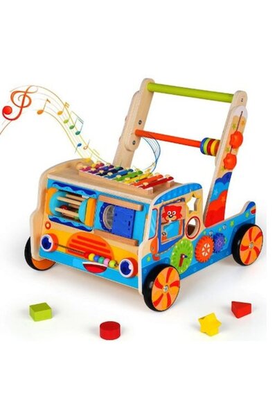 OEM Montessori Walker Learn and Play, wood, 10 educational activities, 45x35x30cm