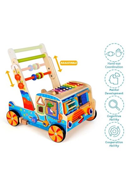 OEM Montessori Walker Learn and Play, wood, 10 educational activities, 45x35x30cm