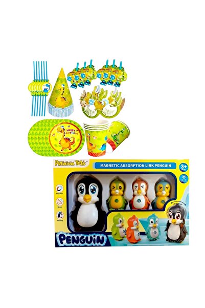 OEM Магнитна/електрическа играчка, пингвини, h=110 мм, 4 члена, музикална, 3+...